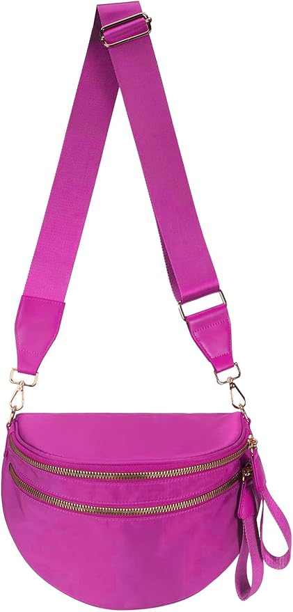 Pure Colour Crossbody Bag Bum Bag for Women,Spacious Purse Fanny Packs Belt Bag,Oversized Bum Bag (Colour Bum Bag-Rose)