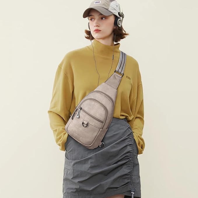 Womens Sling Bag Crossbody Bags for Women Vegan Leather Sling Backpack Daypack Fanny Pack Crossbody Purse Travel