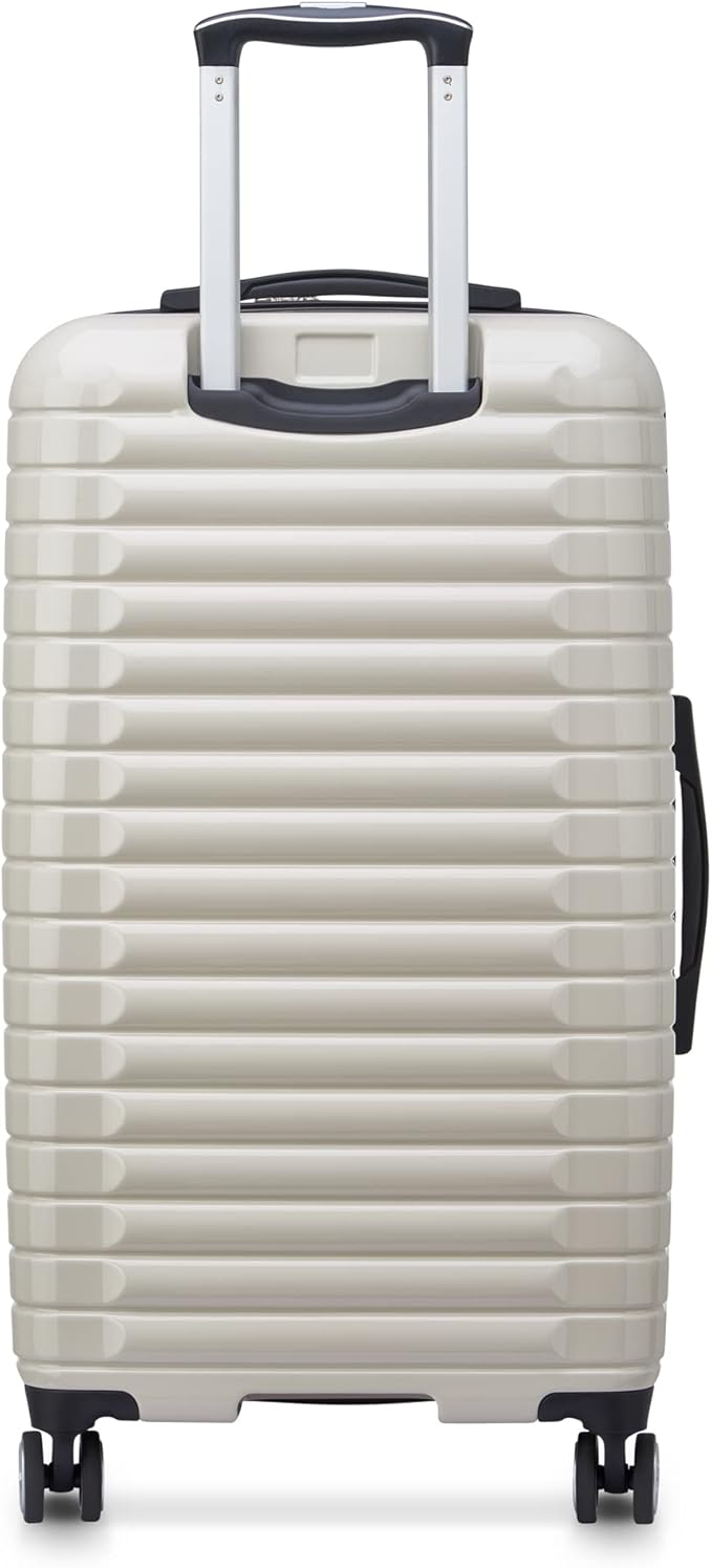 DELSEY PARIS Cruise 3.0 Hardside Expandable Luggage with Spinner Wheels, Glossy Ivory, Checked 26 Inch Trunk