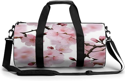 Sports Gym Bag for Women Men Travel Duffel Bag Tote Weekender Bag Cherry Japanese Cherry Blossom Carry on Overnight Bag for Travel Swimming Fitness Workout Sports Duffle Bag