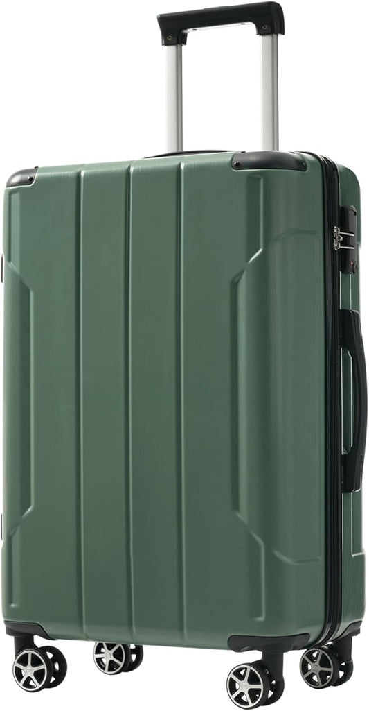 24 Inch Hardshell Luggage Lightweight Checked Luggage, Green Hardside ABS Suitcases with Double Wheels and TSA Lock, Medium Expandable 24-inch Carry on Luggages for Travel, Men, Women