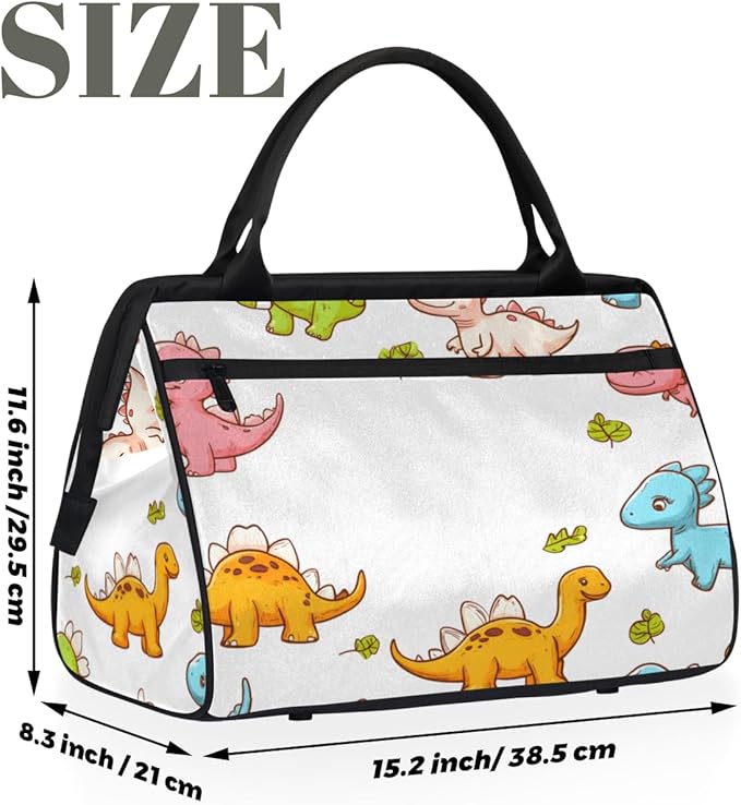 Dino Overnight Weekender Bag for Women Men Travel Duffel Bags Waterproof Luggage Carry on Sports Yoga Gym Bag