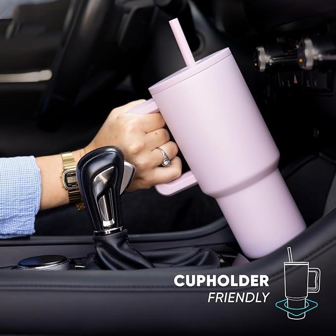 Simple Modern 40 oz Trek Tumbler with Handle and Straw Lid | Cup Holder Friendly Insulated Stainless Steel Travel Mug | Marian Blue