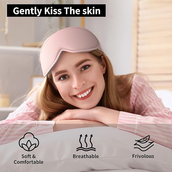 Easysleep Sleep Mask for Side Sleeper Women Men Eye Mask with 3D Contoured Cup Sleeping Mask for Light Blocking Soft Breathable Eye Cover Night Blindfold Mask with Adjustable Strap