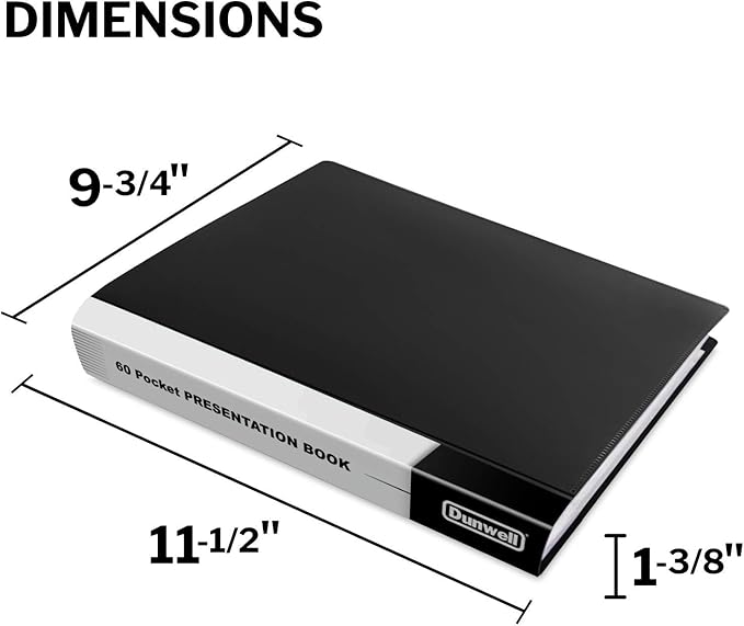 3 Dunwell Binders with 60 Plastic Sleeves (Black, Aqua, Ruby) 60-Pocket Presentation Books, 8.5 x 11 Portfolio Folders with Clear Sheet Protectors, Displays 120-Page Documents, Certificates
