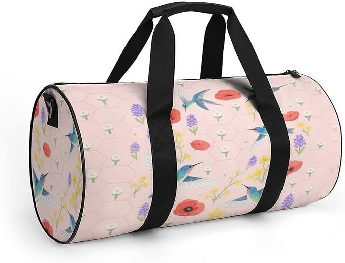 Sports Gym Bag for Women Men Travel Duffel Bag Tote Weekender Bag Hummingbird Bush Carry on Overnight Bag for Travel Swimming Fitness Workout Sports Duffle Bag