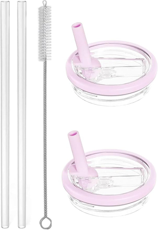 32 oz Tumbler Flip Straw Lid Replacement Fit for HydroJug Traveler （Only）,2 Pack Leak Proof Lid ,Replacement Spill Proof Reusable Tumbler Cover Compatible with 32oz HydroJug Cup Accessories (Pink)