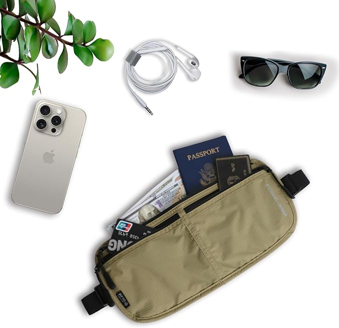 Travel Passport Holder - RFID Blocking Travel Pouch Money Belt Airtag Passport Wallet for Men, Women