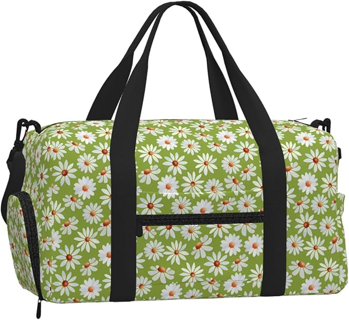 Daisy Field Watercolor Spring Summer Women'S Gym Duffle Bag With Shoes Compartment, Ideal For Travel, Gym, Sports, Duffel, Weekender