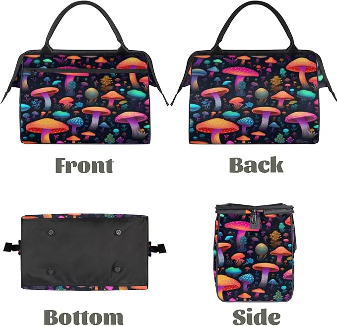 Colorful Mushrooms Overnight Weekender Bag for Women Men Travel Duffel Bags Waterproof Luggage Carry on Sports Yoga Gym Bag