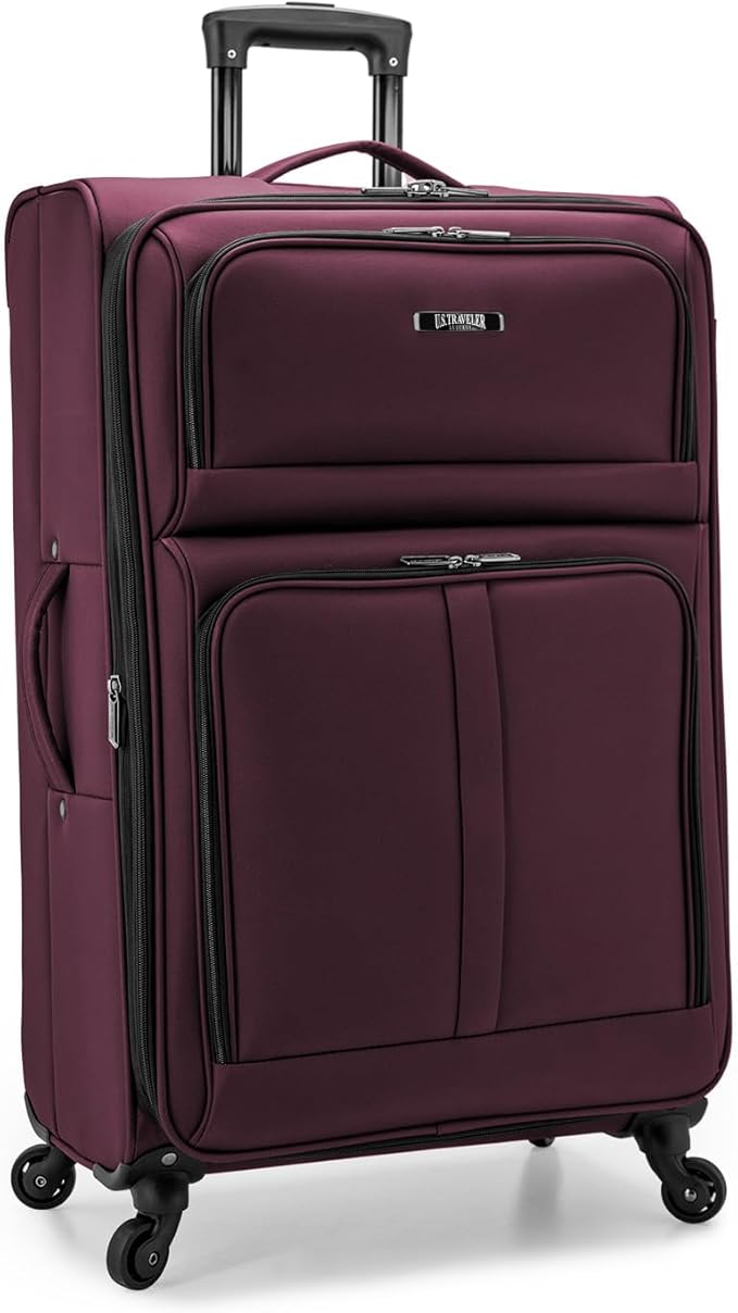 U.S. Traveler Anzio Softside Expandable Luggage with Spinner Wheels, Burgundy, 30-Inch Large