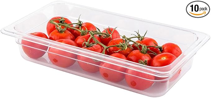 Restaurantware-2.5 Inch Deep Food Pans, 10 1/3 Size Commercial Food Storage Container - Freezable, Break-Resistant, Clear Plastic Cold Pans, Dishwashable, For Kitchens, Restaurants, Or Cafeterias