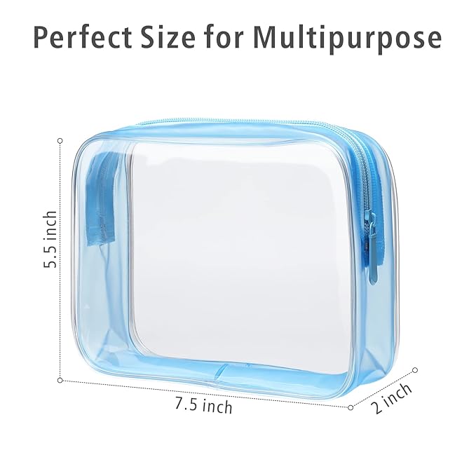 PACKISM Clear Toiletry Bag - 3 Pack TSA Approved Toiletry Bag Quart Size Bag, Travel Makeup Cosmetic Bag for Women Men, Carry on Airport Airline Compliant Bag, Black-Blue-White