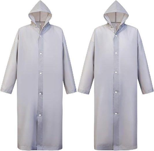 2Pcs Rain Coats - Reusable EVA Rain Ponchos for Adults Rain Jackets Raincoats for Men Women