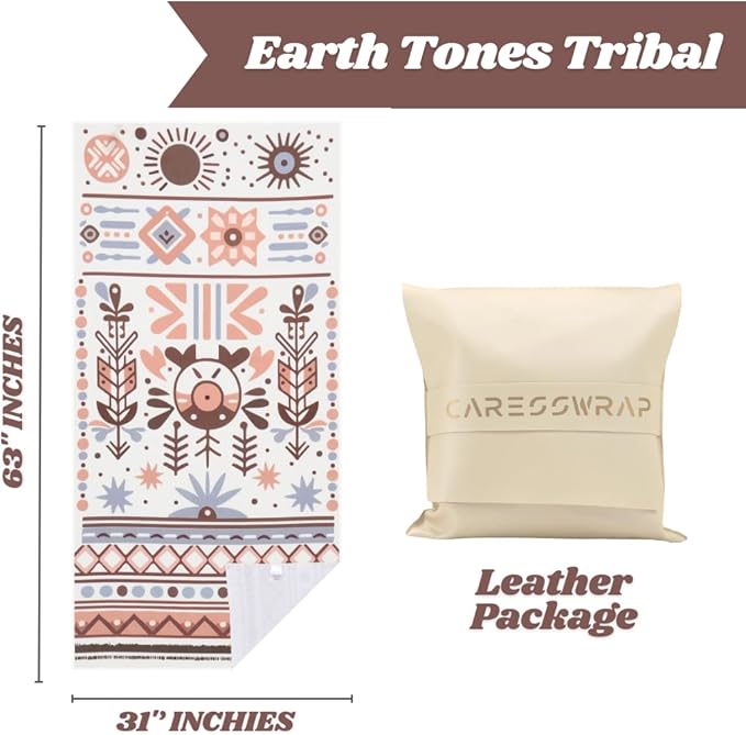 Ethnically Inspired Microfiber Beach Towels Quick Dry Towel,Travel Beach Towel for Swimming Pool, for Kids Adult,63’’ x 31’’, with A Unique Design,Includes Bag. (Earth Tones Tribal)