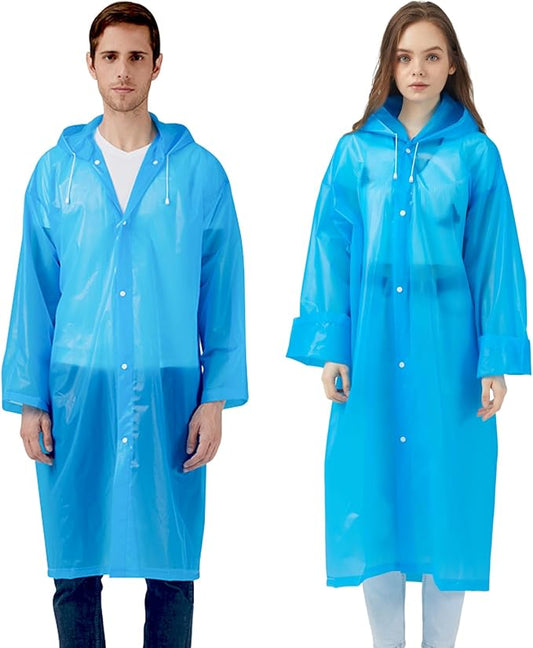 Rain Ponchos Raincoats for Adults Women, Reusable Rain Jacket Coats with Hood for Family Disney Park Travel 2 Pack