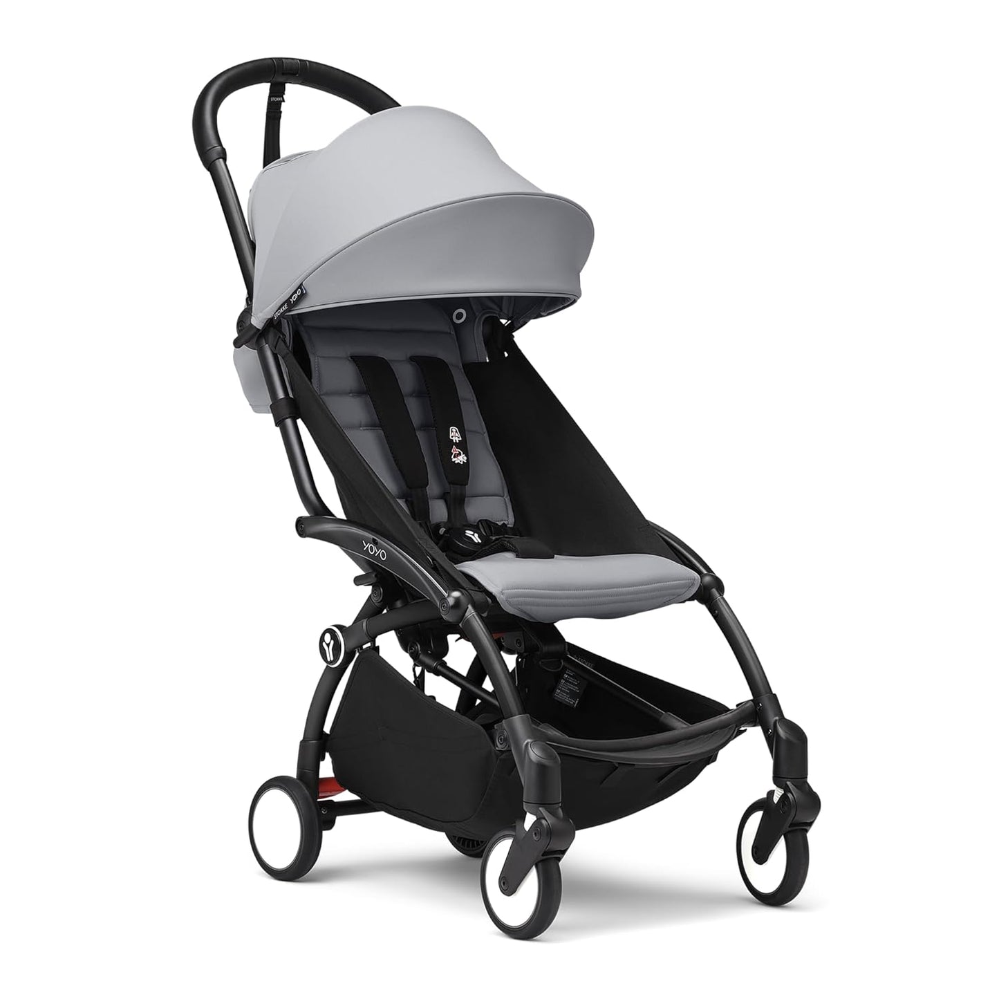 Stokke YOYO3 Stroller from 6 Months - Includes Black Frame/Stone Seat Cushion + Canopy - Folds in & Out in a Flash - Light & Compact - Carry-On Compatible