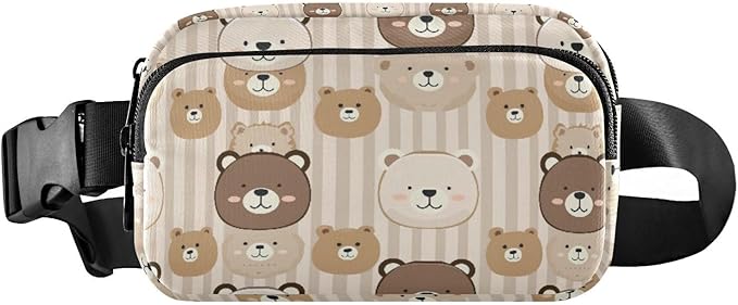 Kawaii Bear Stripe Fanny Pack for Women Men Water Resistant Fashion Waist Packs with Adjustable Strap Belt Bag for Travel Workout Jogging Hiking 21219062