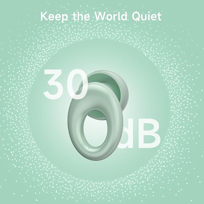 Ear Plugs for Sleeping Noise Canceling, 30dB Noise Reduction, Reusable Silicone Earplugs for Snoring Solution, Comfortable Fit with 4 Sizes and Carrying Case Green