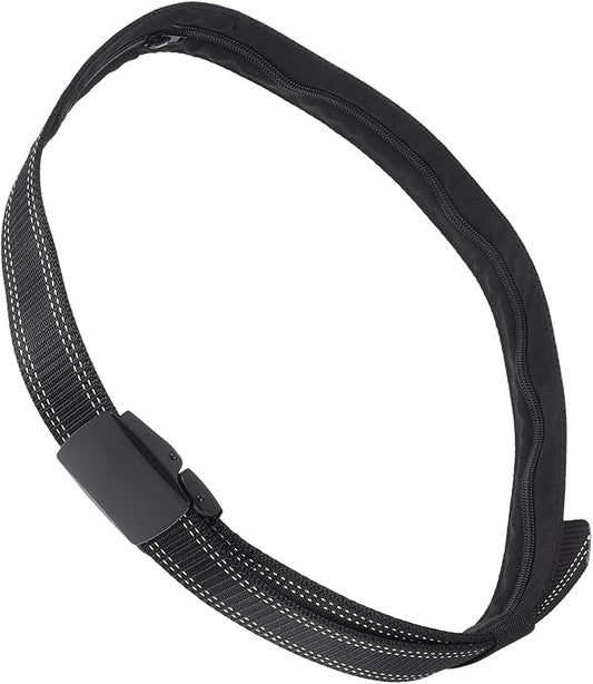 GLEAVI Men’s Travel Money Belt with Alloy Buckle, Black Anti-theft Hidden Waist Belt for Secure Storage, Sturdy Zippered Men’s Waistband for Travel and Daily Use