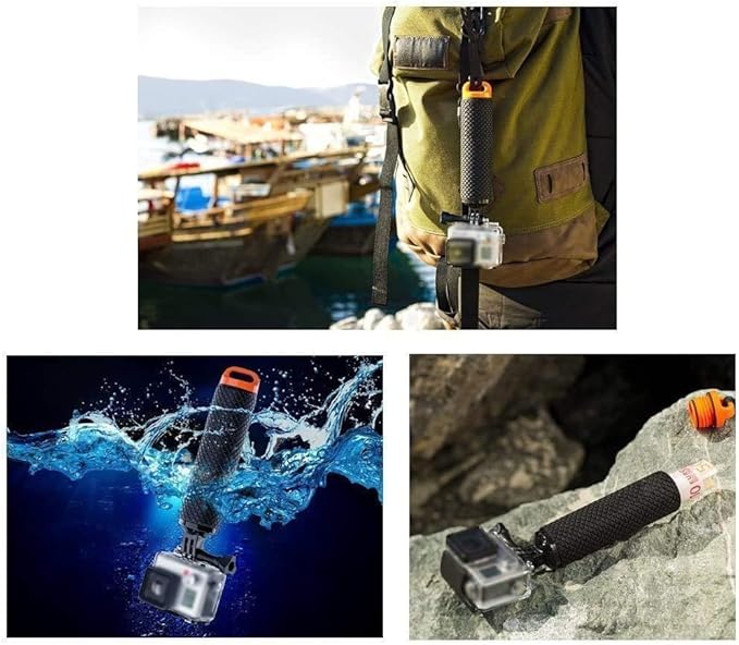 Handler Floating Hand Grip, Underwater Hand Stick Monopod Pole Compatible with DJI OSMO Action Cameras and Other Sports Camera, Orange
