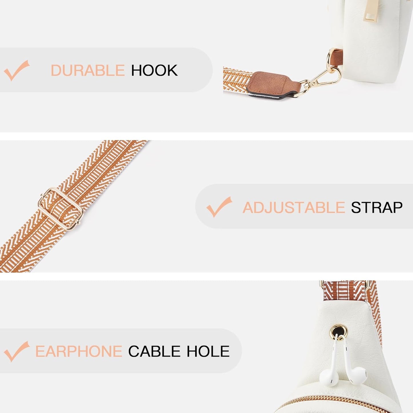 Telena Small Sling Bag for Women Leather Crossbody Fanny Packs Chest Bag for Women