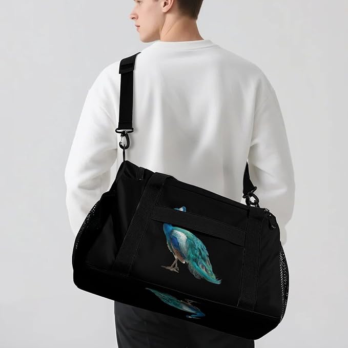 Peacock Bird Duffle Bag Gym Bag for Workout Travel Tote with Detachable Straps