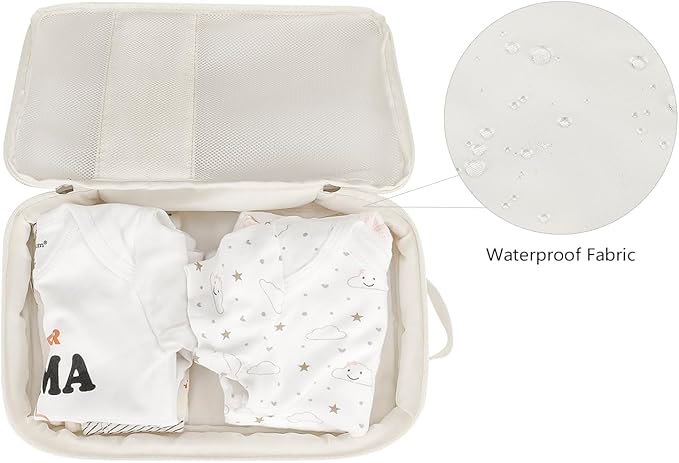 Baby Diaper Bag Organizer Pouches - 2 Pack Waterproof Pod Hanging Diaper Bag Cute Rabbit Bear Mesh Bag Reusable, Washable or Baby Cloth Diapers (Rabbit)