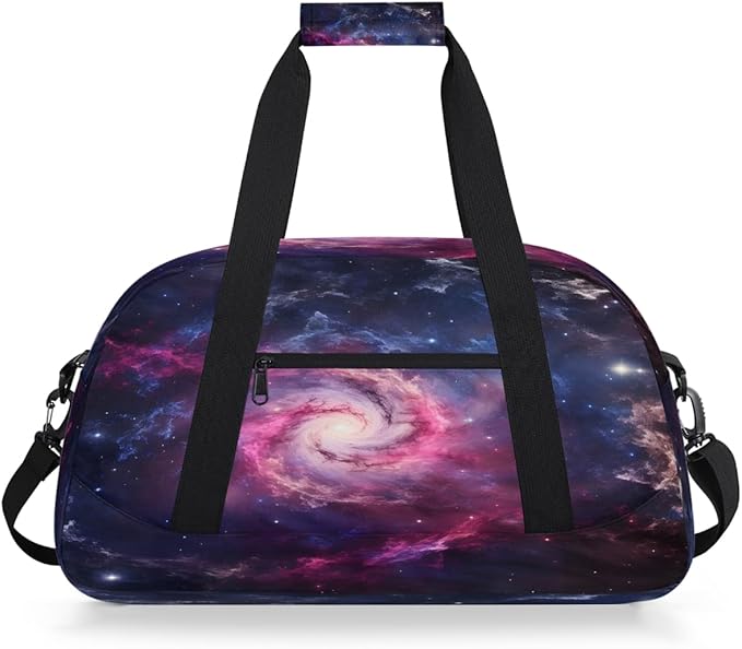 Travel Duffle Bag, Pink Purple Nebula Waterproof Weekender Overnight Bags for Women Men Lightweight Carry on Duffle Gym Bag for Travel, Sports, Fitness, Workout