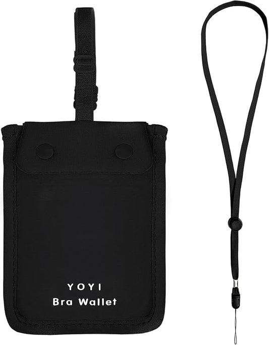 YOYI YOYI Bra Wallet with Hidden Money Pouch & Secret Stash Pocket, Includes Neck Strap, RFID Fabric for Secure Storage of Cash, Cards, & Valuables - Ideal for Travel & Daily Use