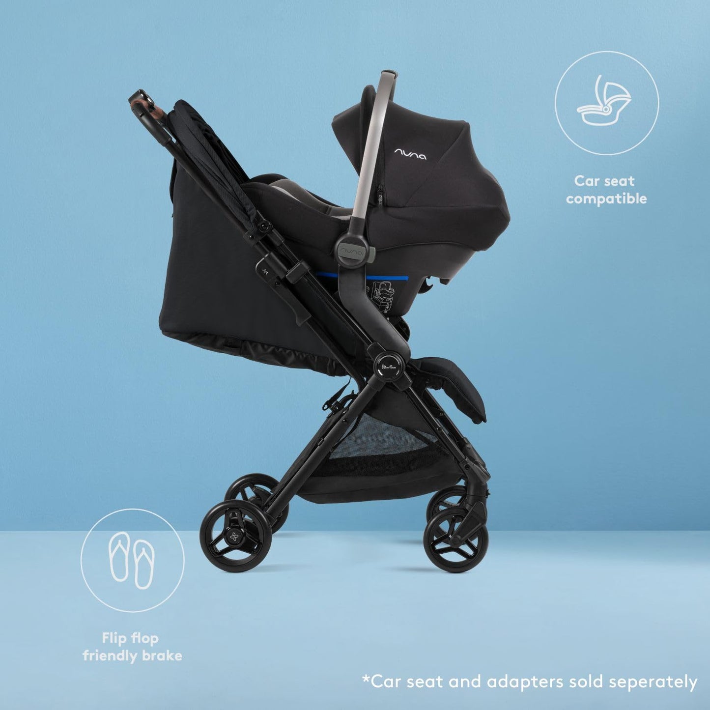 Silver Cross Jet 5 - Full Size TSA Approved Infant & Toddler Travel Stroller - Lightweight, Compact & Easy to Fold, with All-Terrain Wheels and One Hand Full Flat Recline (Space Black)