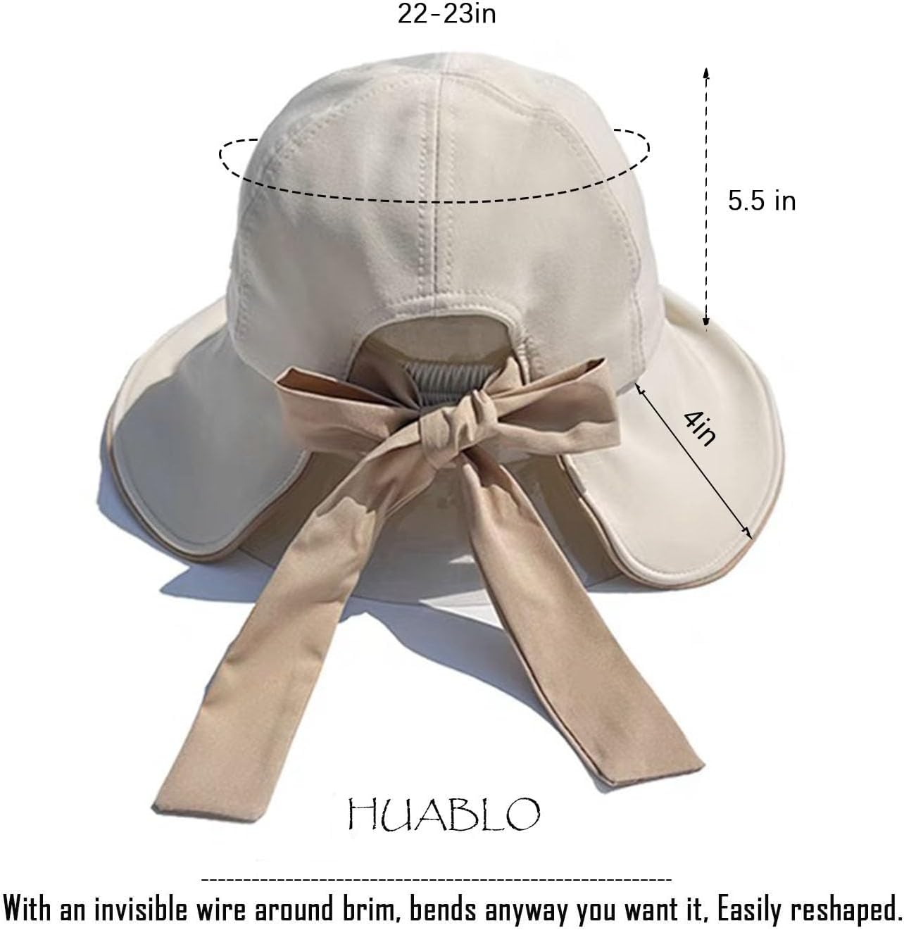 Wide Brim Hats for Woman Foldable Hats Sun Hats for Women uv Protection Bowknot Bucket hat Adjustable hat with Ponytail Hole
