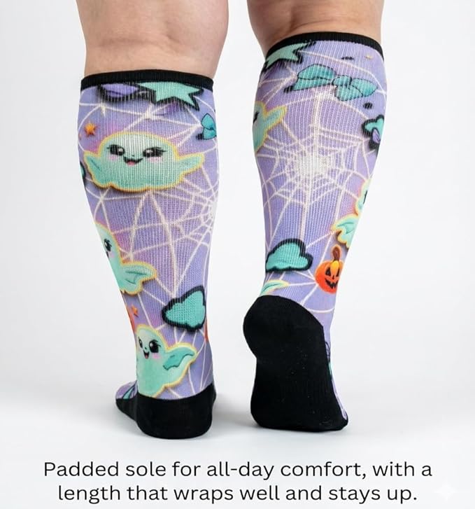 Extra Wide Diabetic Socks for Swollen Feet Men Women Non Binding Soft Stretch Colorful Design