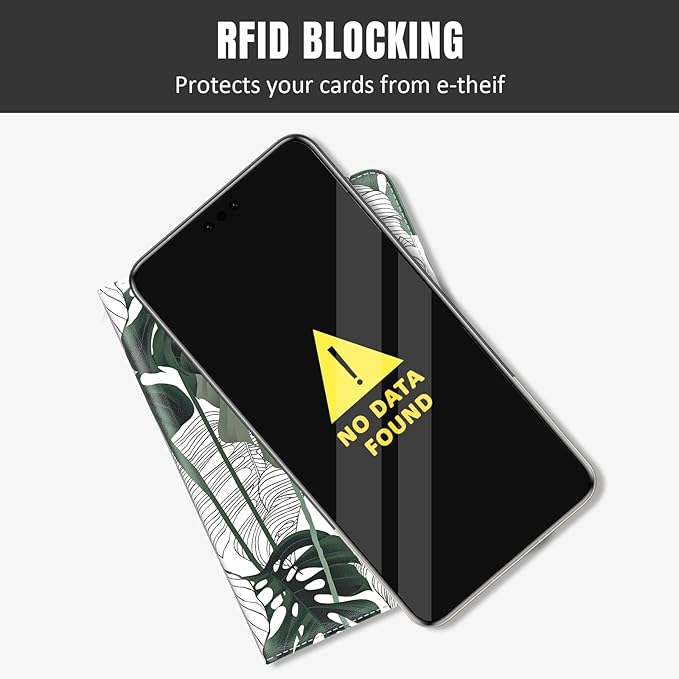Rimilak Passport Holder, RFID Blocking Passport Cover Wallet Travel Essentials, Leather Travel Air Ticket Documents Organizer Protector for Women and Men, Tropical Plants