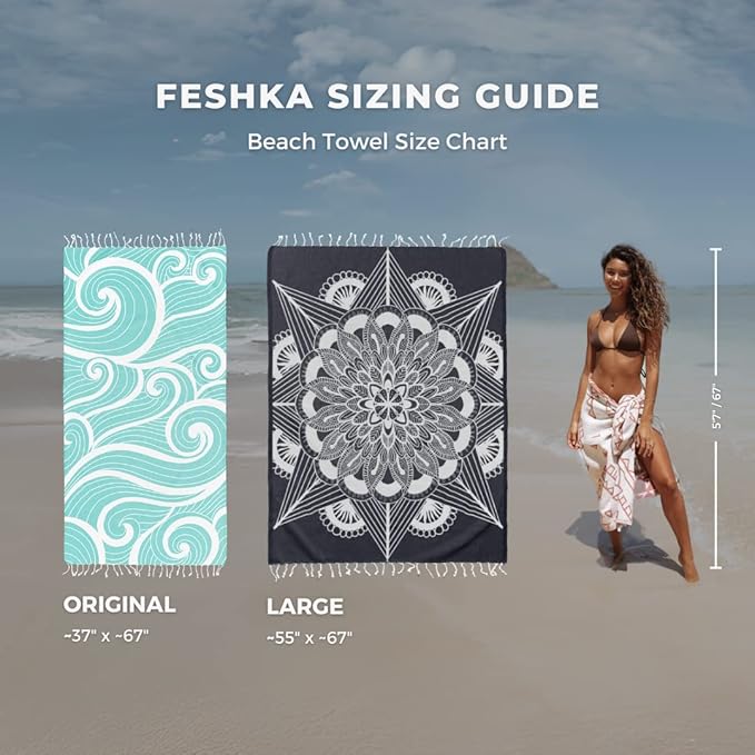 FESHKA Sand Proof Turkish Beach Towel – Oversized, Quick Dry & Lightweight Travel Towel - 100% Organic Cotton Beach Blanket - Perfect for Bath, Pool & Picnic | Frozen (Navy)