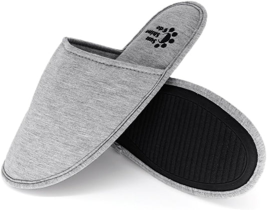 Sunshine Code Men's Memory Foam Cotton Washable Slippers with Matching Travel Bag for Home Hotel Spa Bedroom