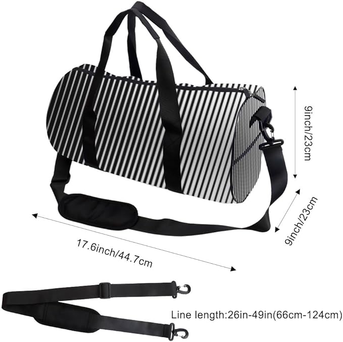 Unique Line Stripe Design Easy Clean Gym Duffle Bag For Men Women Oxford Tote Bags Adjustable Shoulder Strap, Convertible Carry Backpack Goth Duffle Bag For Camping Yoga Gym Essentials Women