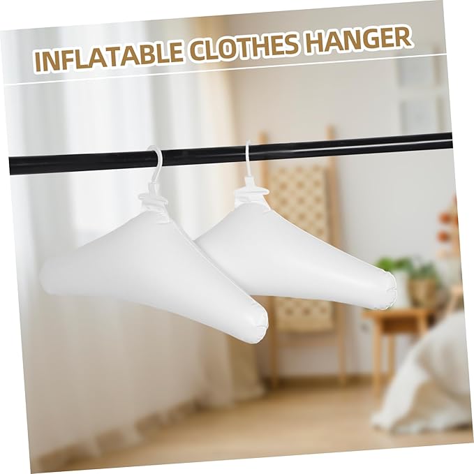 Mobestech 3pcs Plastic Hangers for Clothes 5- Foldable Inflatable Hangers Space-Saving Travel Sturdy Portable Drying for Cruise Home Outdoor