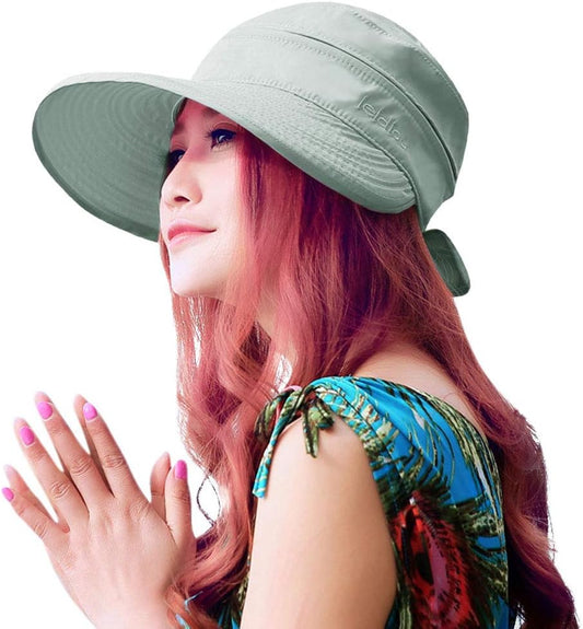 HINDAWI Sun Hats for Women with UV Protection Wide Brim Sun Hat Visor Summer Beach Outdoor Foldable Womens Cap