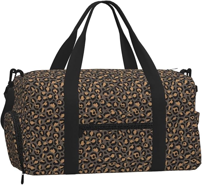 Classic Leopard Women'S Gym Duffle Bag With Shoes Compartment, Ideal For Travel, Gym, Sports, Duffel, Weekender