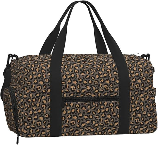 Classic Leopard Women'S Gym Duffle Bag With Shoes Compartment, Ideal For Travel, Gym, Sports, Duffel, Weekender
