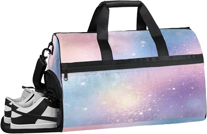 Colorful Sequin Pattern Sports Gym Bag with Wet Pocket & Shoes Compartment Waterproof Workout Duffel Bag for Women and Men Weekender Overnight Duffle Bag Travel Carry-on Tote