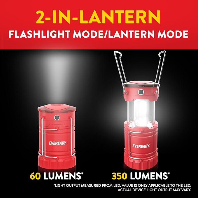 Eveready LED Camping Lantern 360 PRO (3-Pack), Super Bright Tent Lights, IPX4 Water Resistant LED Lanterns for Power Outage Hurricane Preparedness, (Batteries Included)