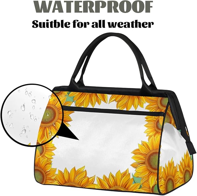 Sunflowers Overnight Weekender Bag for Women Men Travel Duffel Bags Waterproof Luggage Carry on Sports Yoga Gym Bag