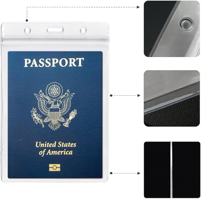 4x6Inch Extra Large Passport Holders ID Badge PVC Card Holder with Lanyards Fill for Passports by ALMHPVC (3Pack Black Lanyards)