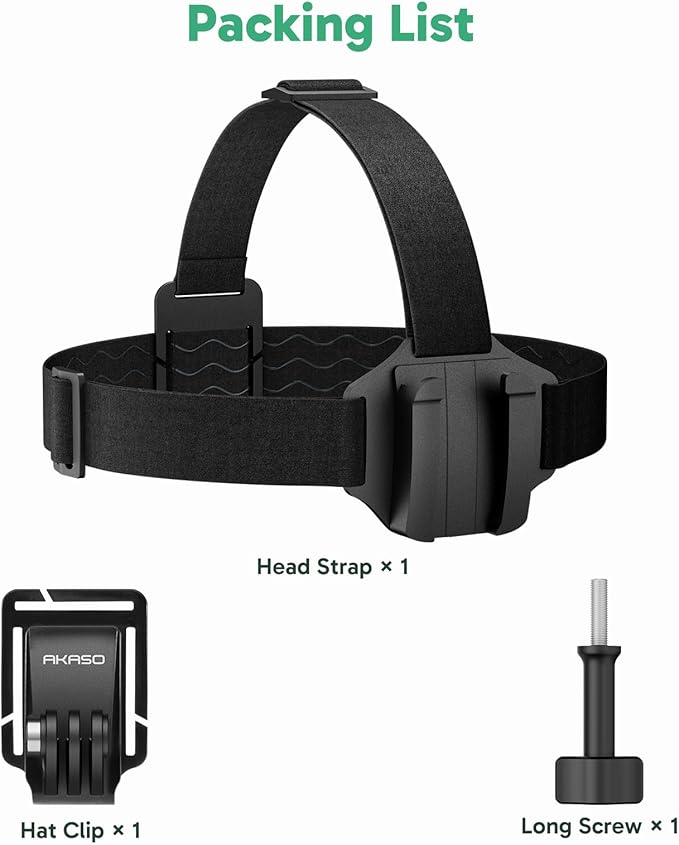 AKASO 2-in-1 Quick Release Adjustable Head Strap Mount for GoPro Hero 13 12 11 10 9, EK7000/EK7000 Pro, Brave 4/4 Pro, Brave 7/7 LE, V50 X, V50 Elite, DJI Osmo Action Cameras