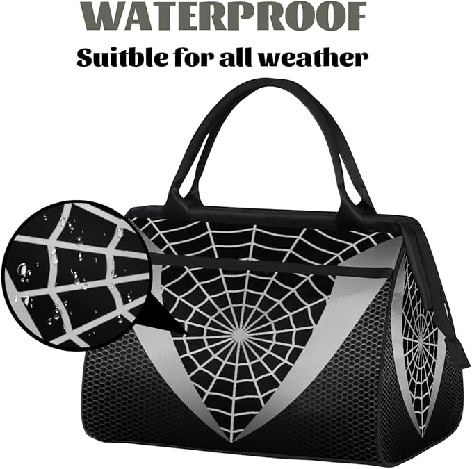 Sports Duffel Bags for Kids - Carry On Travel Gym Bag Waterproof Workout Shoulder Tote for Boys Girls Weekender Overnight Duffel for Swim Dance Camp(Black Spider Web)