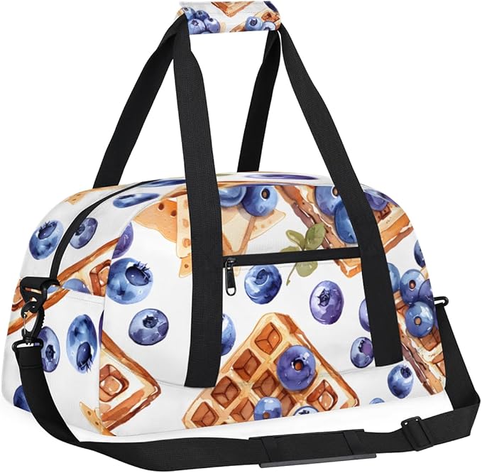 Blue Roux Waffles Kids-Duffel-Bags Gymnastics Dance Bag Carry-On Overnight Travel Gym Lightweight Dance Sports Bags For Girls Boys Kids，