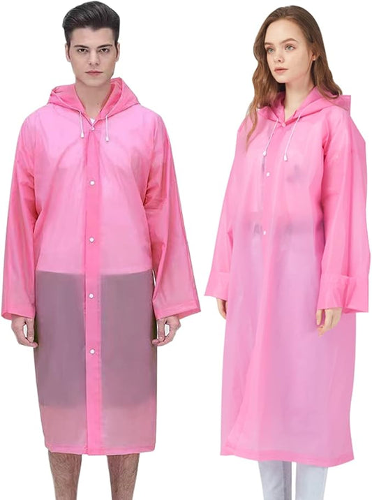 Rain Ponchos Raincoats for Adults Women, Reusable Rain Jacket Coats with Hood for Family Disney Park Travel 2 Pack