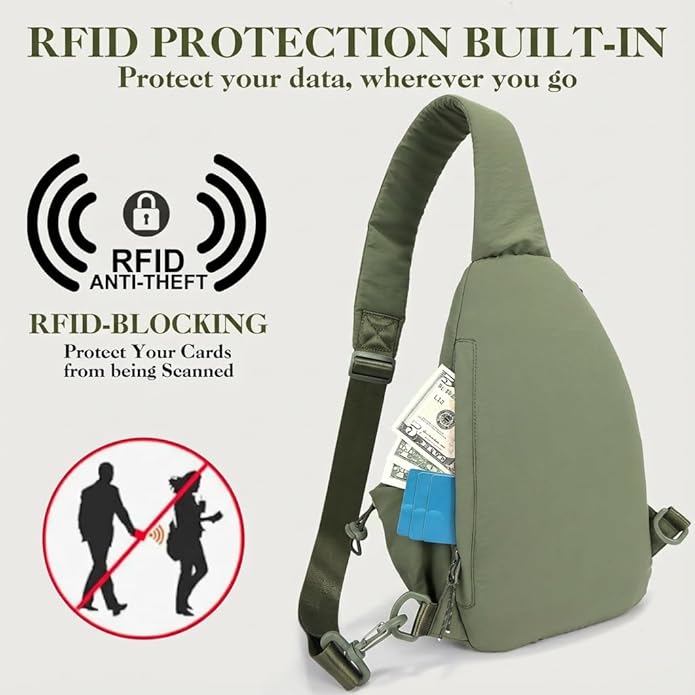 Sling Bag for Women, Anti-Theft RFID Nylon Crossbody Purse with Adjustable Strap for Travel & Shopping